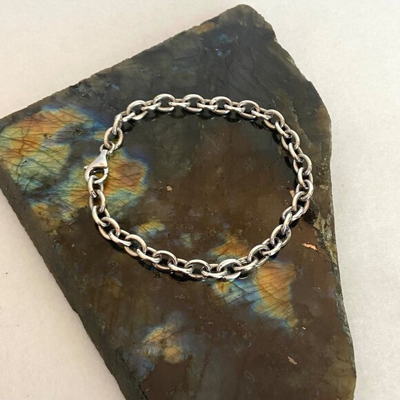 Solid Sterling Silver 925 5.8MM Oval Cable Chain Charm Bracelet 7.75" - Picture 13 of 16